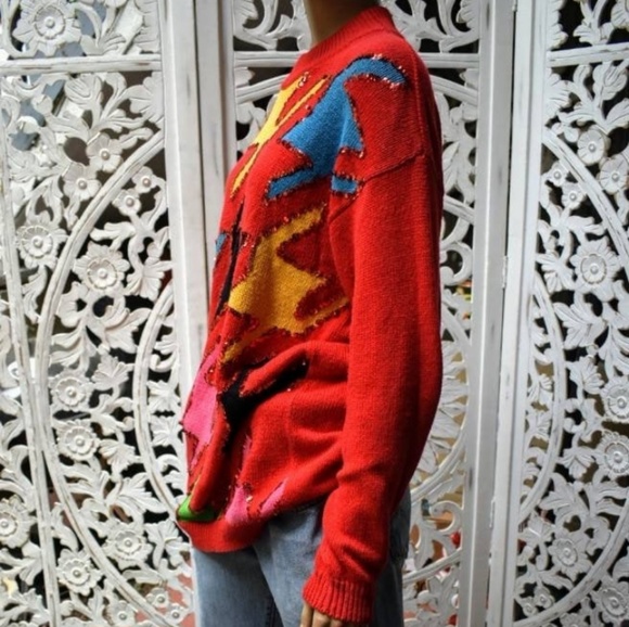 Totally 80s op-art vintage sweater - Picture 2 of 3